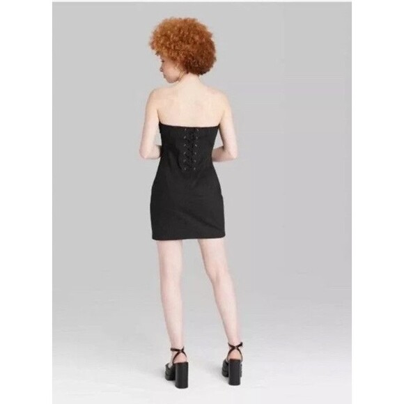 Wild Fable Women's Twill Tube Bodycon Dress Black Size Medium - Picture 3 of 13
